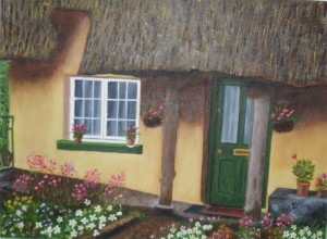 Flowers and Thatch Roof