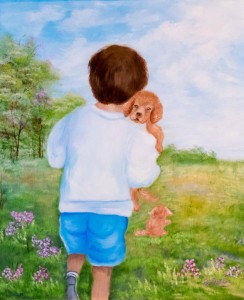 Young Boy and his Dogs