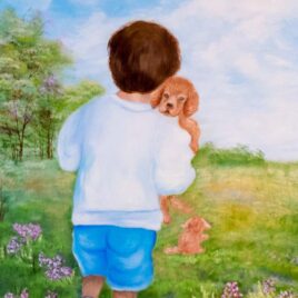 Young Boy and His Dogs