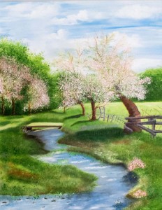 Stream Flowing Through Meadow
